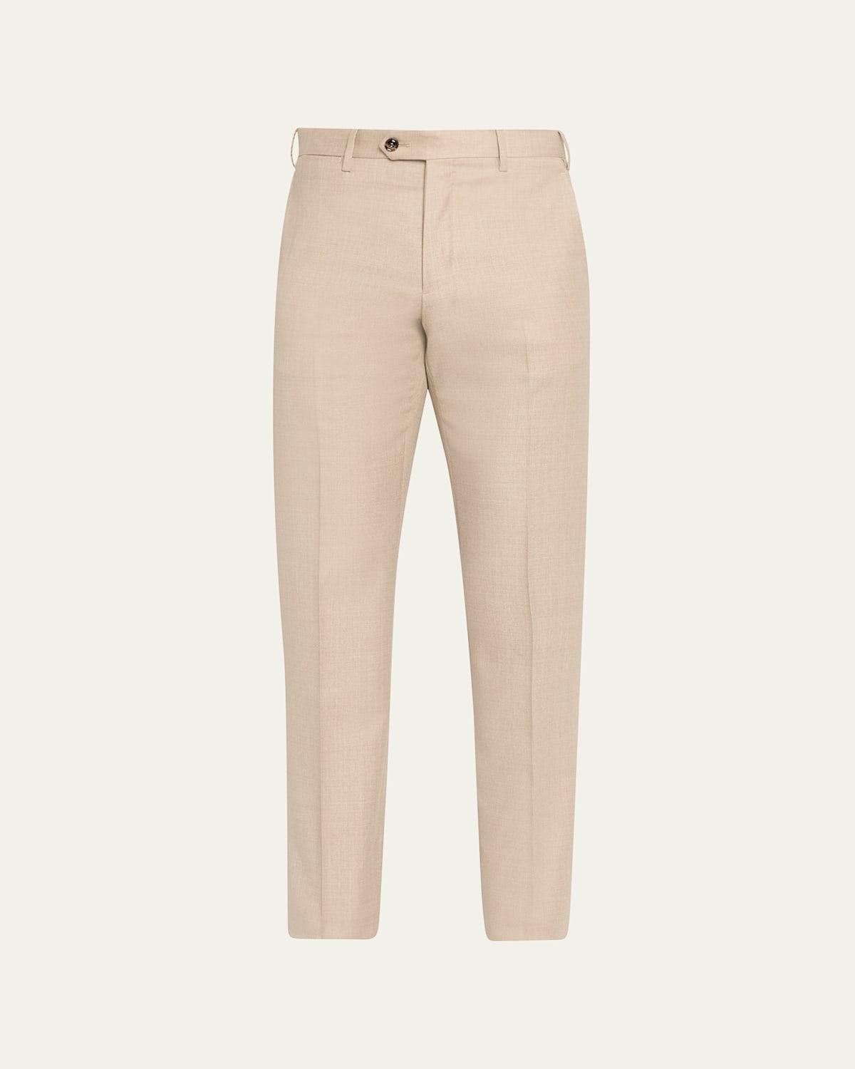 Mens Wool Crease-Front Trousers Product Image