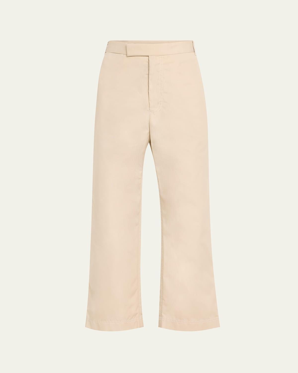 Mens Cotton-Blend Straight-Leg Trousers Product Image