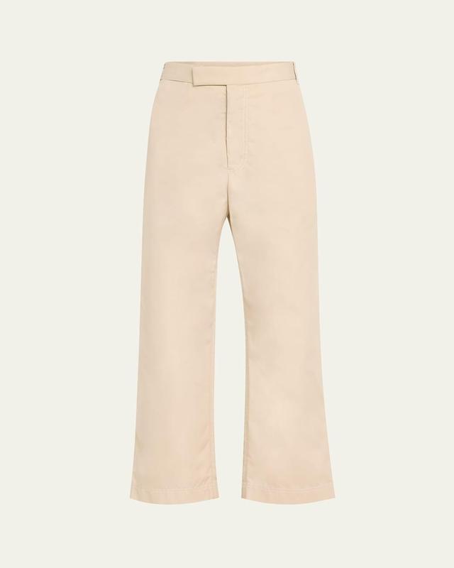 Mens Cotton-Blend Straight-Leg Trousers Product Image