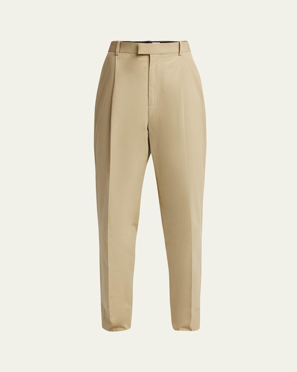 Mens Light Cotton Pleated Trousers Product Image