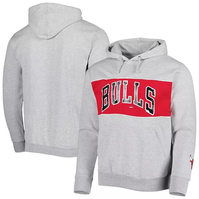 Mens Fanatics Branded Heather Gray Chicago Bulls Wordmark French Terry Pullover Hoodie Product Image