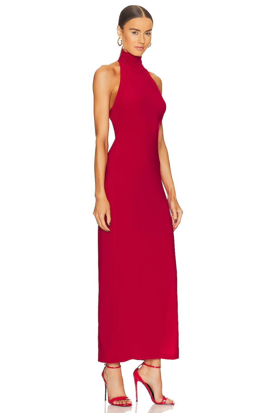 Halter Turtleneck Side Slit Gown Norma Kamali Product Image