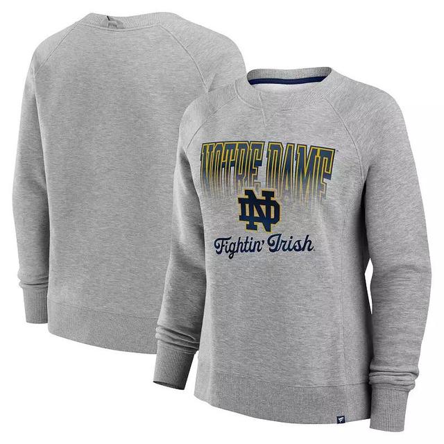 Womens Fanatics Heather Gray Notre Dame Fighting Irish Training Camp Hit Hard Fleece Pullover Sweatshirt Product Image