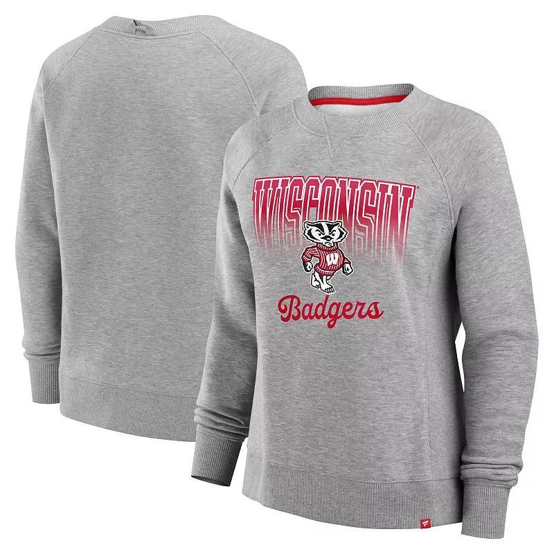 Womens Fanatics Heather Gray Wisconsin Badgers Training Camp Hit Hard Fleece Pullover Sweatshirt Product Image