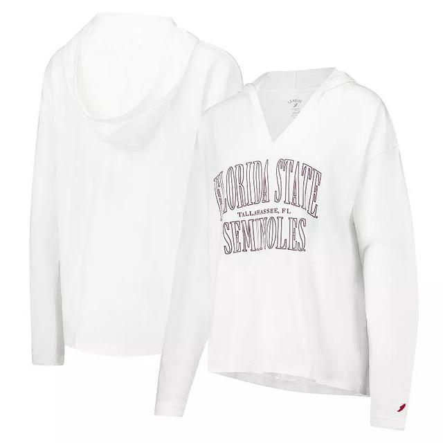 Womens League Collegiate Wear Florida State Seminoles Slub Long Sleeve V-Neck Hoodie T-Shirt Product Image