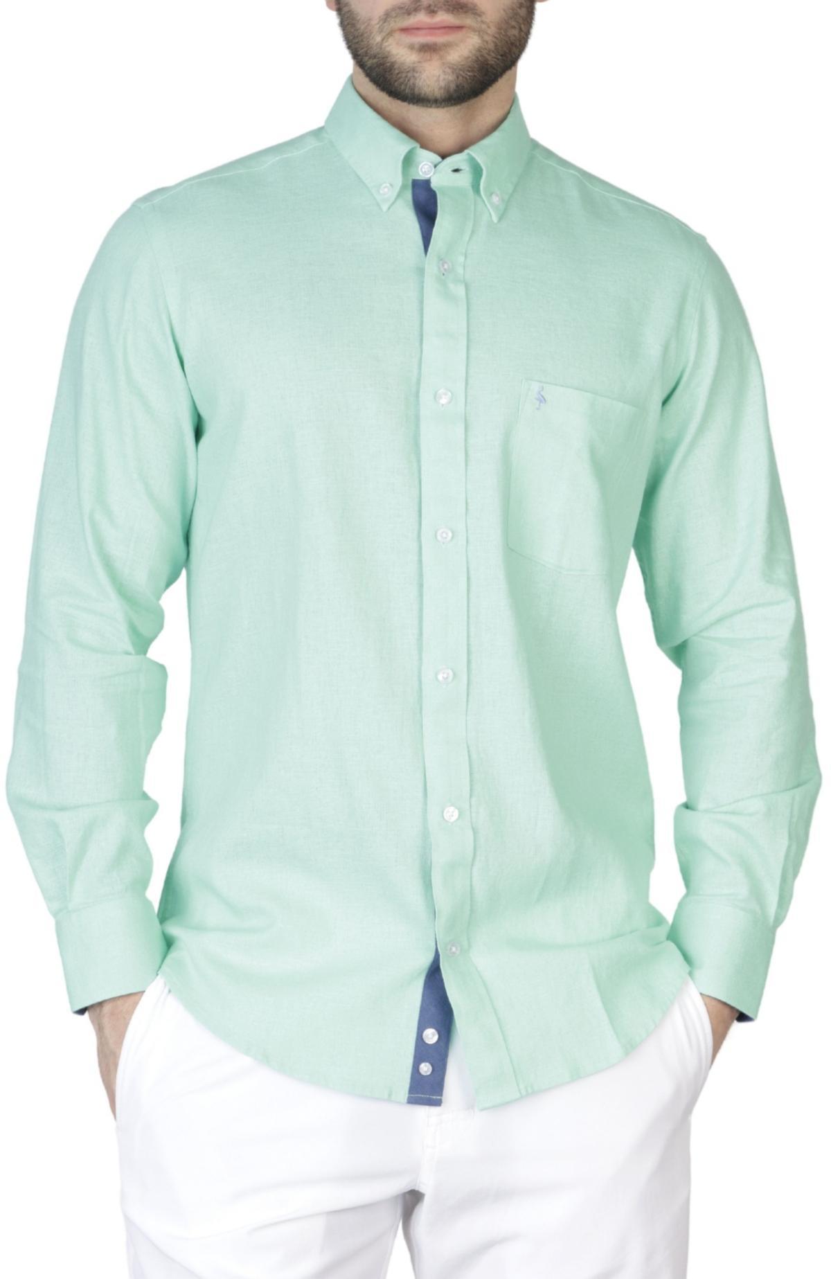 Tailorbyrd Mens Solid Linen Long Sleeve Shirt Product Image