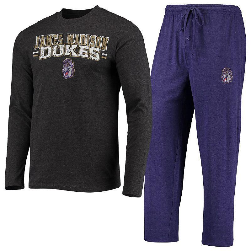 Mens Concepts Sport Purple/Heathered Charcoal James Madison Dukes Meter Long Sleeve T-Shirt & Pants Sleep Set Product Image