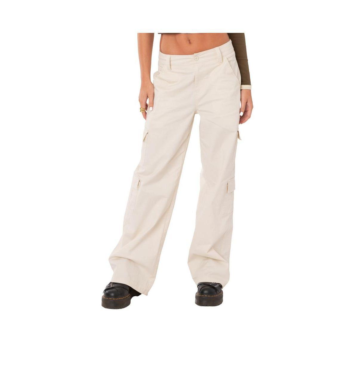 EDIKTED Zuri Cotton Twill Cargo Pants in Beige at Nordstrom, Size X-Large Product Image