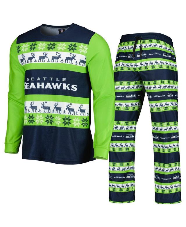 Mens Foco College Navy Seattle Seahawks Team Ugly Pajama Set Product Image