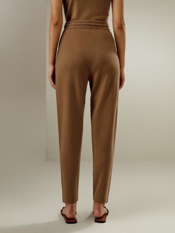 Pegged Cashmere Pants with Drawstrings Product Image