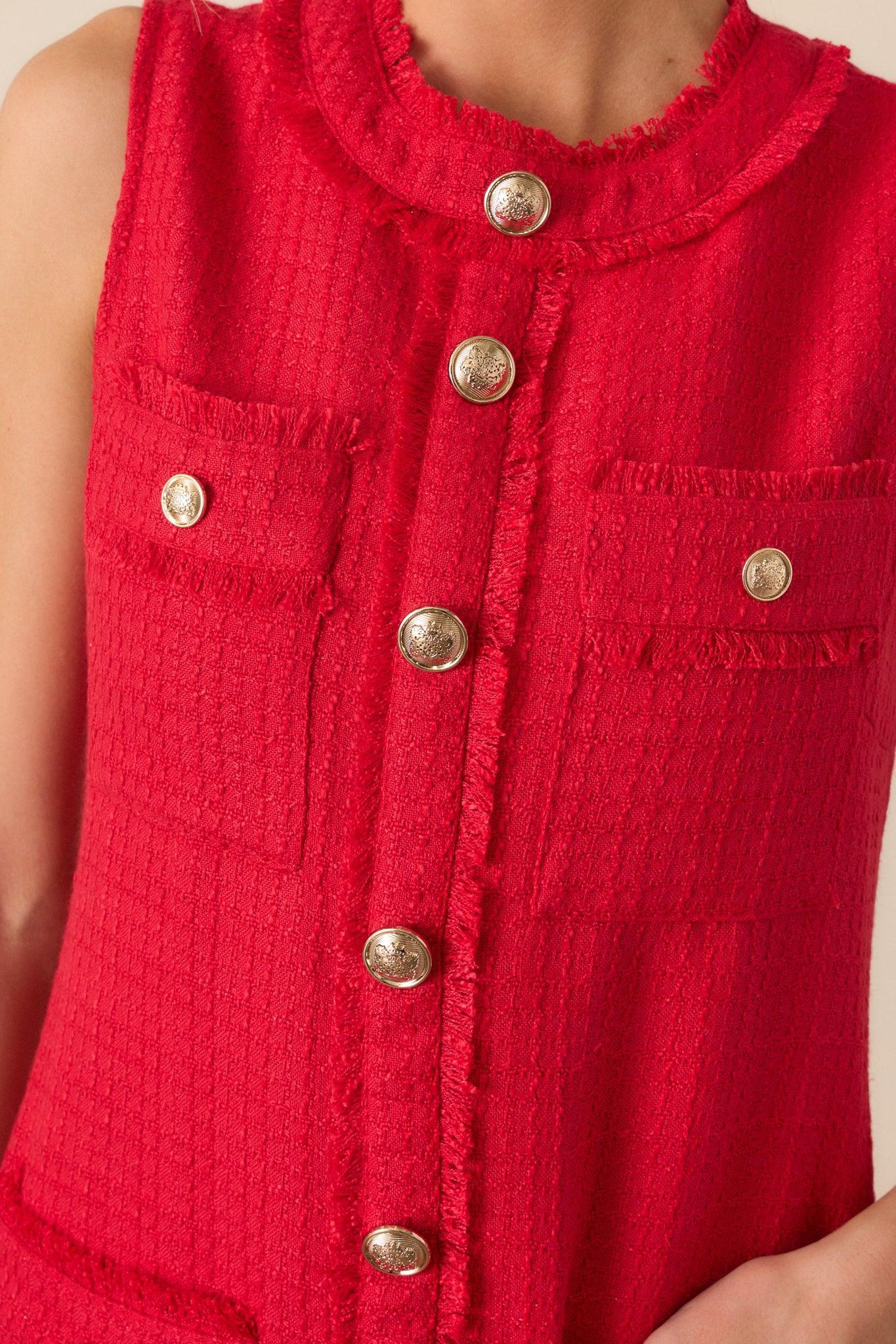 Here For It Red Tweed Mini Dress Product Image