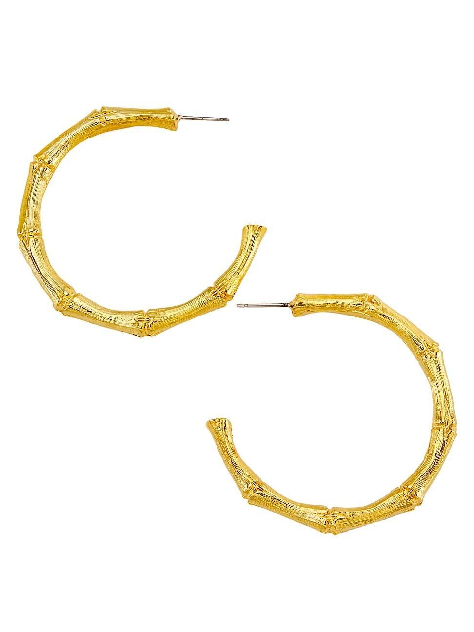 Womens 22K-Gold-Plated Medium Bamboo Hoop Earrings Product Image