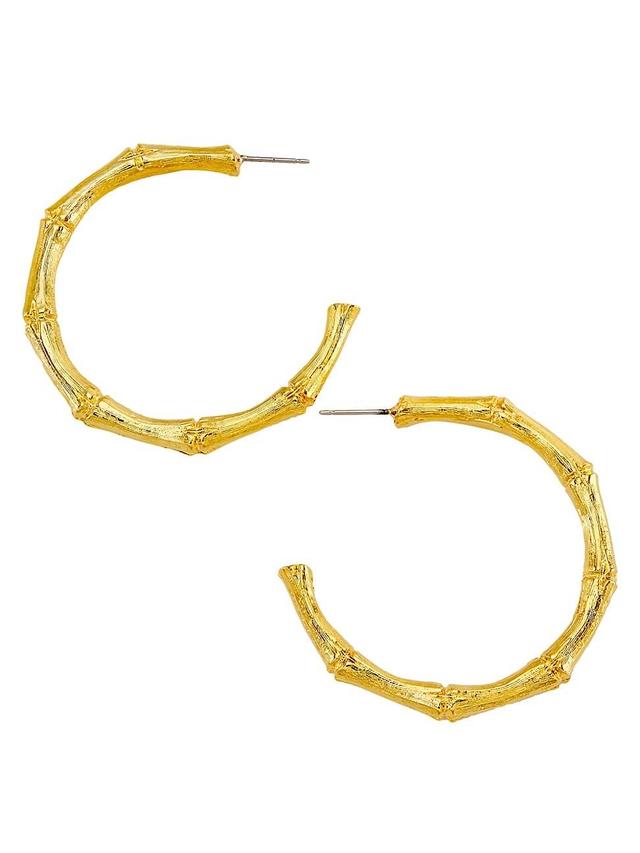 Womens 22K-Gold-Plated Medium Bamboo Hoop Earrings Product Image