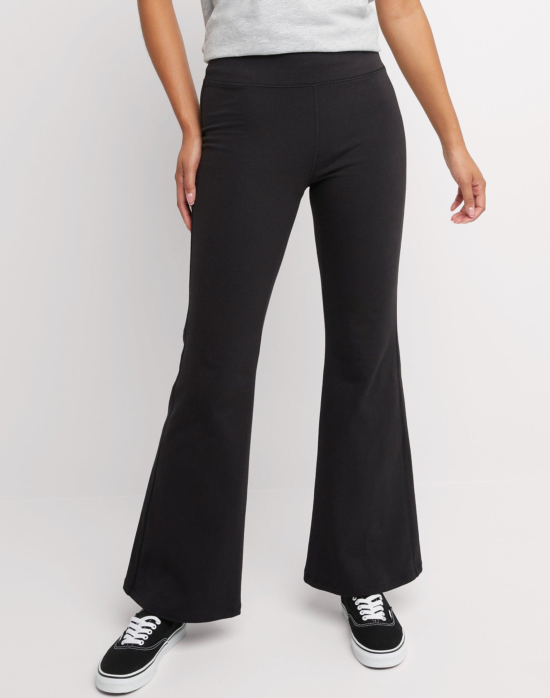 Womens Hanes Originals Stretch Jersey Flare Pants Black Product Image