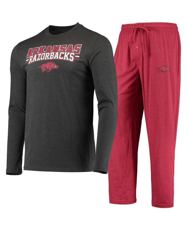 Mens Concepts Sport Cardinal/Heathered Charcoal Arkansas Razorbacks Meter Long Sleeve T-Shirt & Pants Sleep Set Product Image