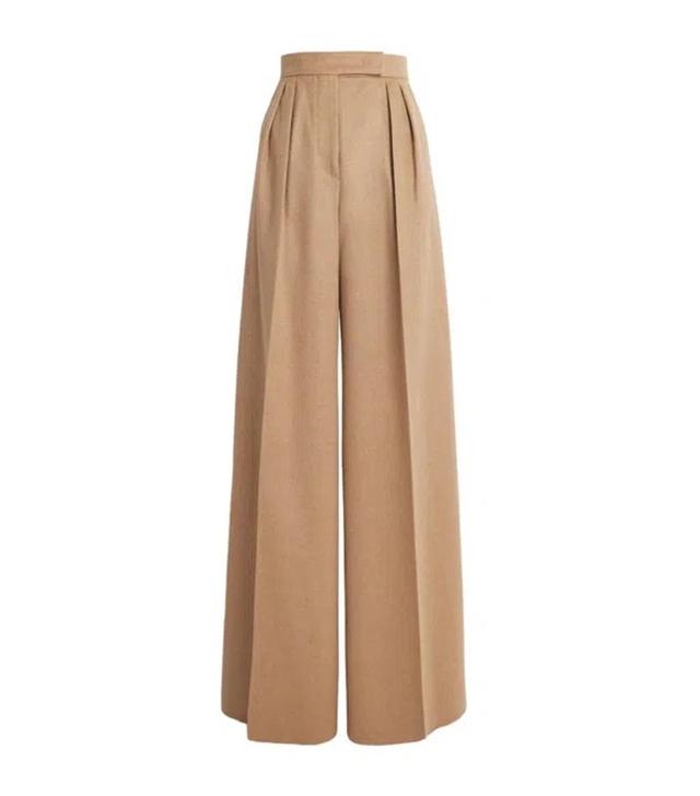 MAX MARA Camel Hair Wide-leg Trousers In Beige Product Image