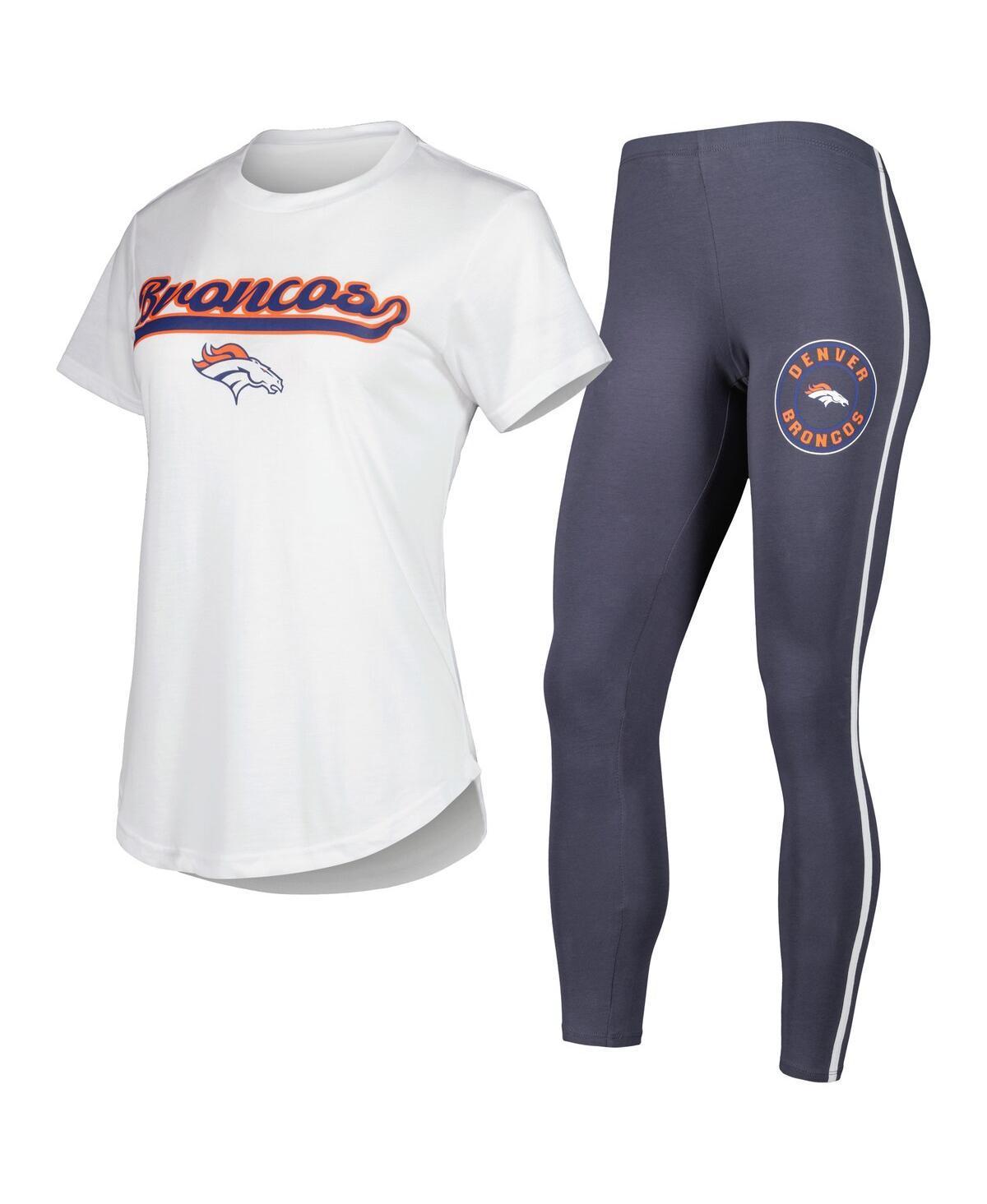 Womens Concepts Sport White/Charcoal Denver Broncos Sonata T-Shirt & Leggings Sleep Set Product Image