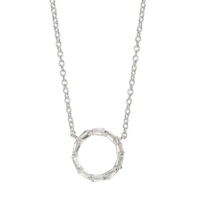 Love This Life Sterling Silver Cubic Zirconia Open Circle Necklace, Womens Product Image