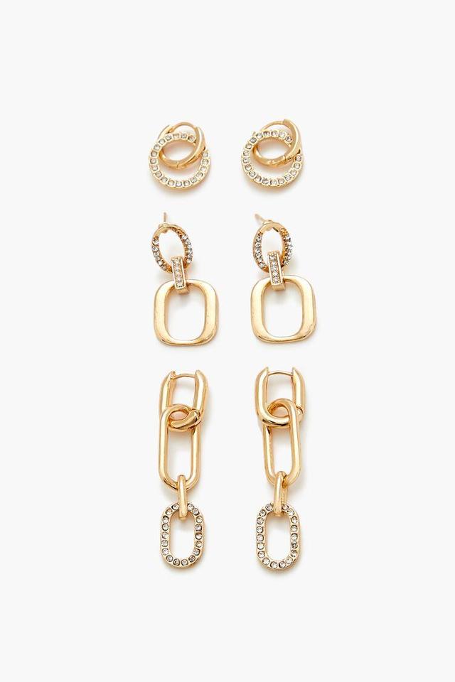 Rhinestone Hoop Drop Earring Set | Forever 21 Product Image