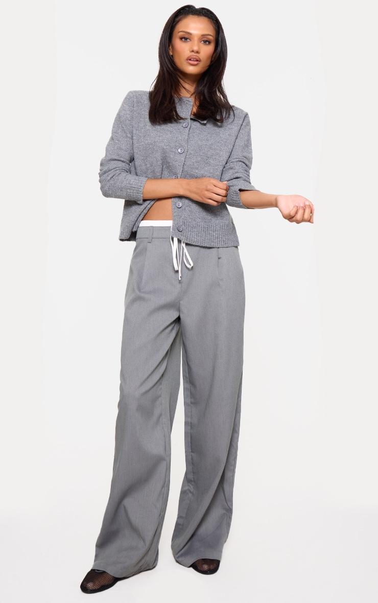 Charcoal Marl Woven Double Waistband Tailored Trousers Product Image