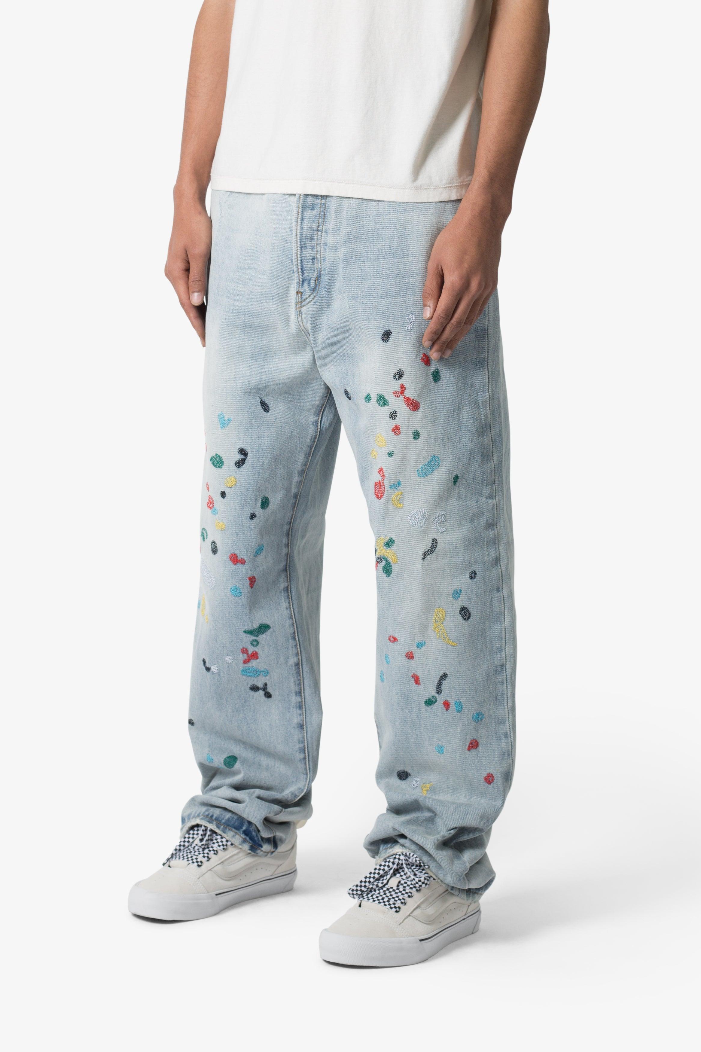 Ultra Baggy Chainstitch Denim - Light Blue Product Image