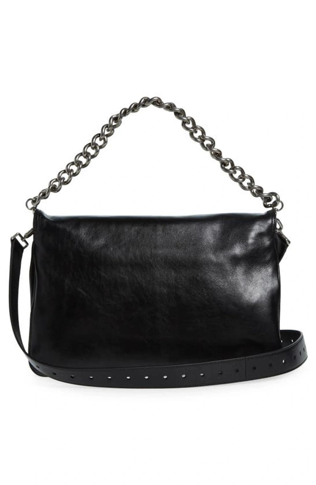 Bb Soft Flap Leather Crossbody Bag In Black Product Image