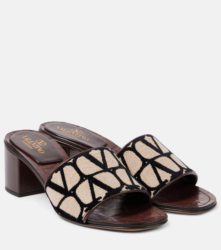 VALENTINO GARAVANI Vlogo Print Slide Sandal In Brown Product Image