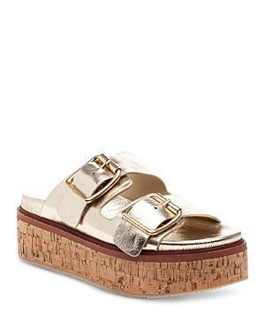 Belinda Double-Buckle Leather Slide Sandals Product Image