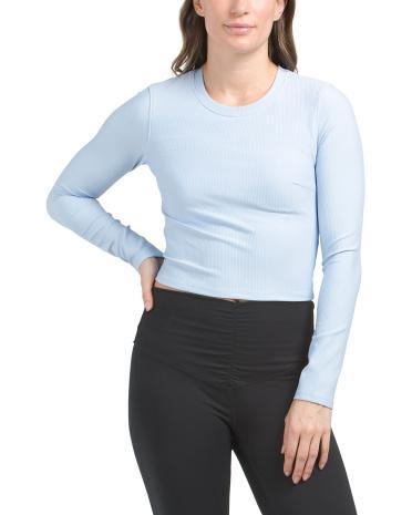 Long Sleeve Ribbed Cut Out Cropped Bra Top for Women | Polyester/Spandex Product Image