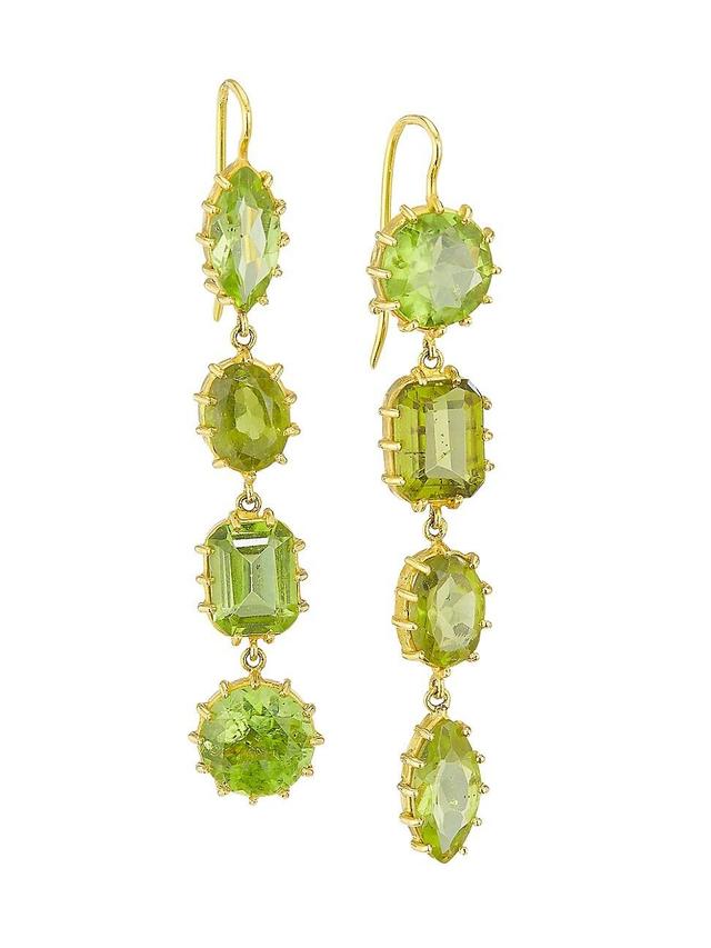 Womens 18K Yellow Gold & Antique Peridot Drop Earrings Product Image