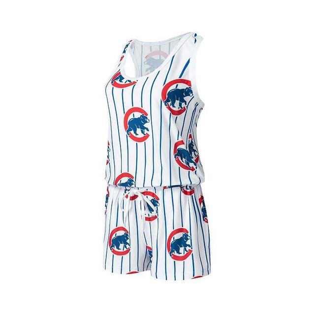 Womens Concepts Sport White Chicago Cubs Reel Pinstripe Knit Romper Product Image