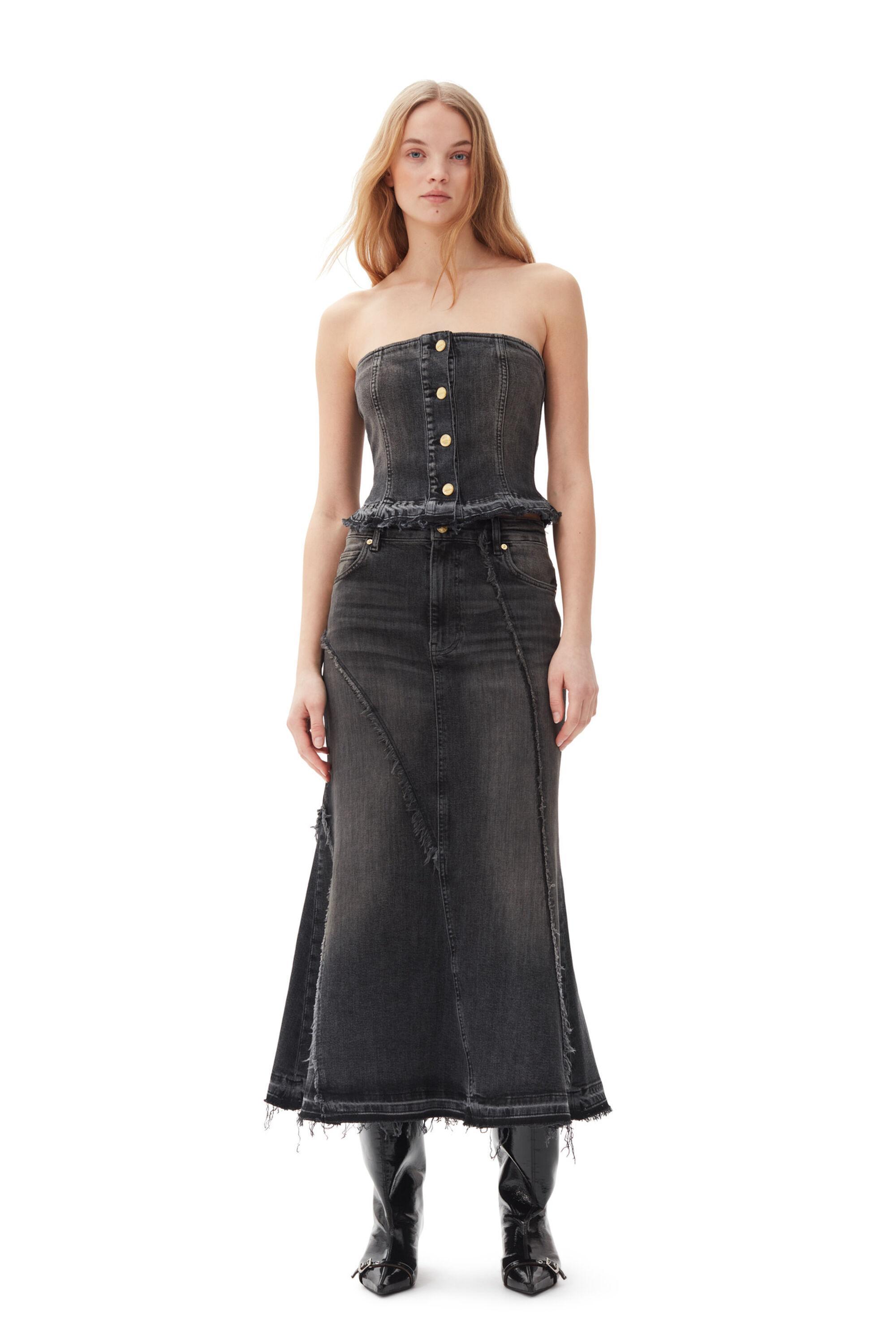 Washed Black Denim Skirt product image