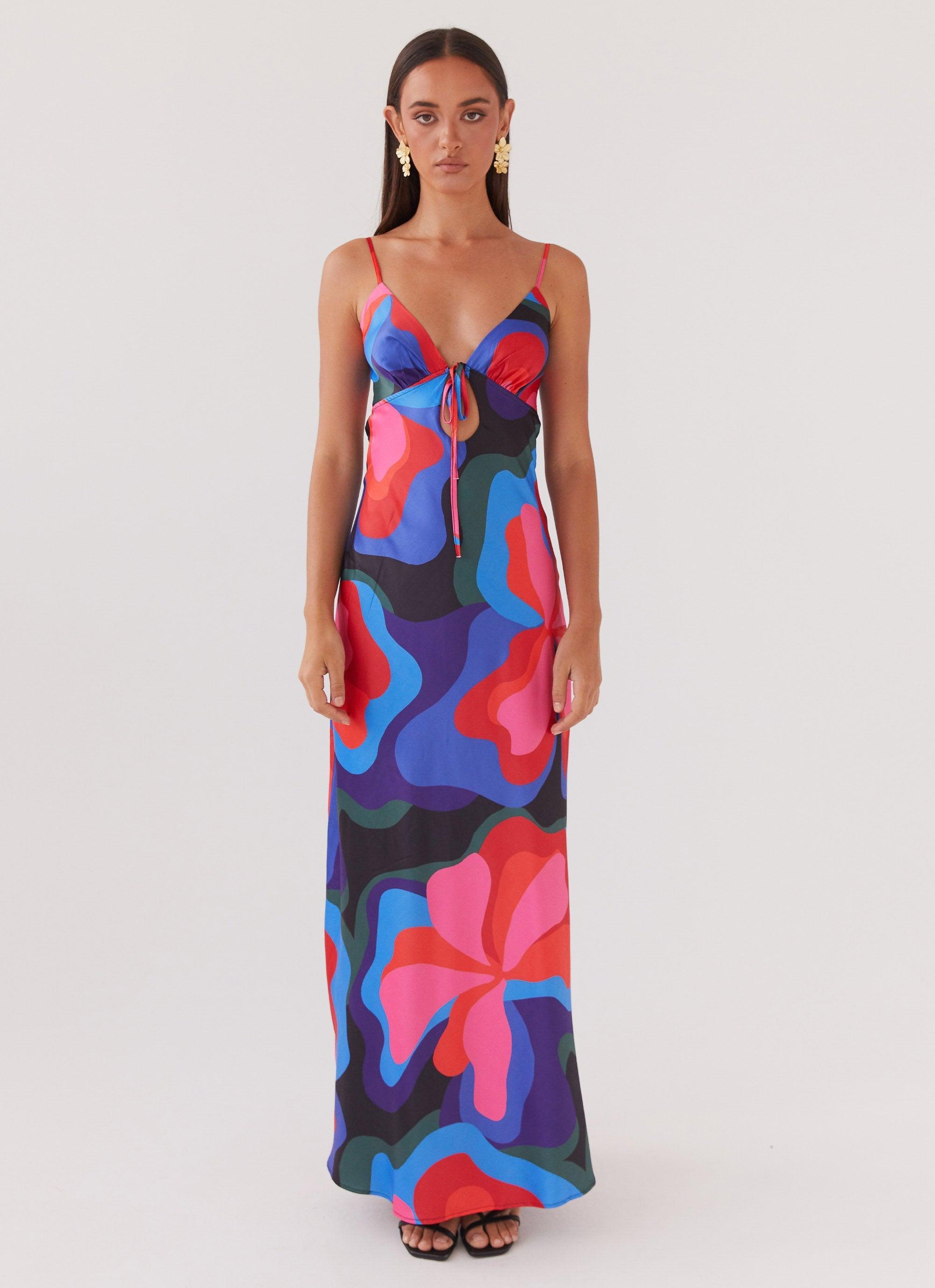 Flora Satin Maxi Dress - Floral Fantasy Product Image