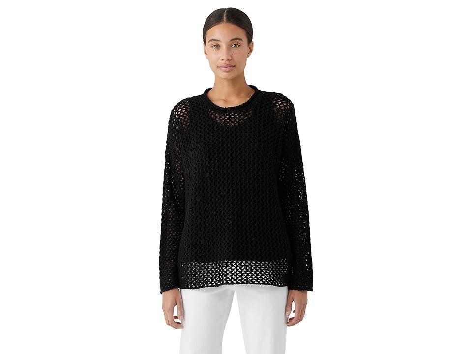 Eileen Fisher Cotton Crewneck Mesh Sweater Product Image