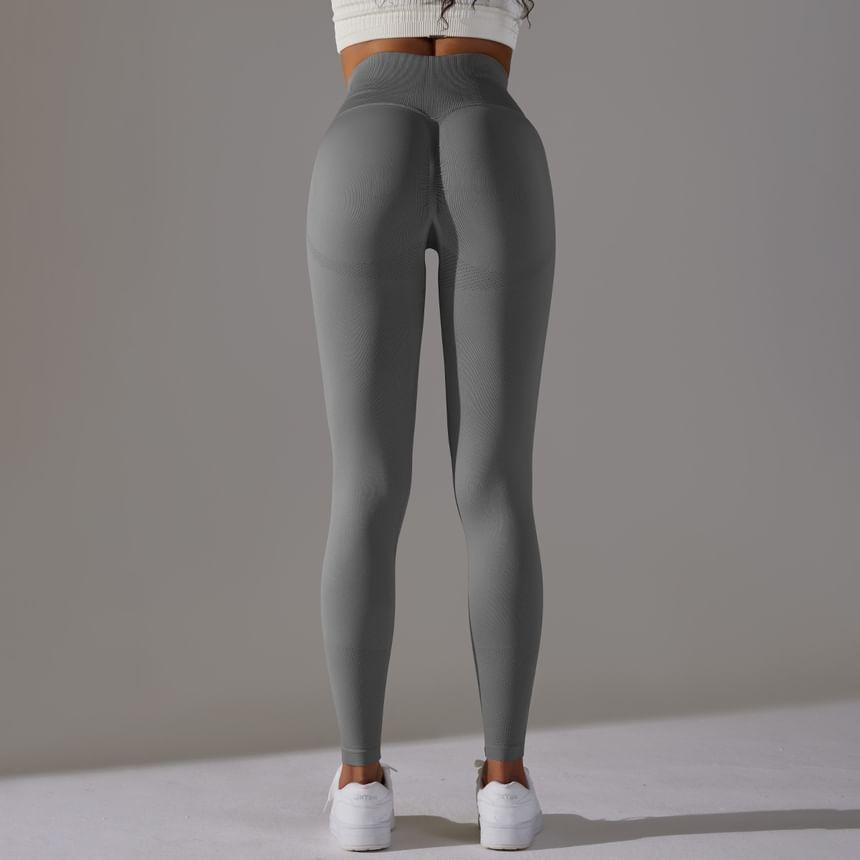 High Waist Plain Sports Leggings Product Image