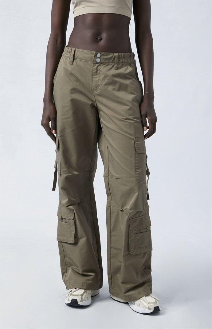 Women's Green Elastic Waist D-Ring Cargo Pants Product Image