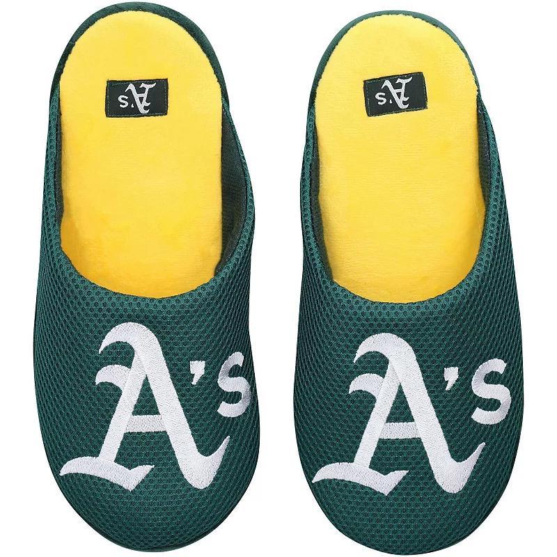 Mens FOCO Oakland Athletics Big Logo Colorblock Mesh Slippers Product Image