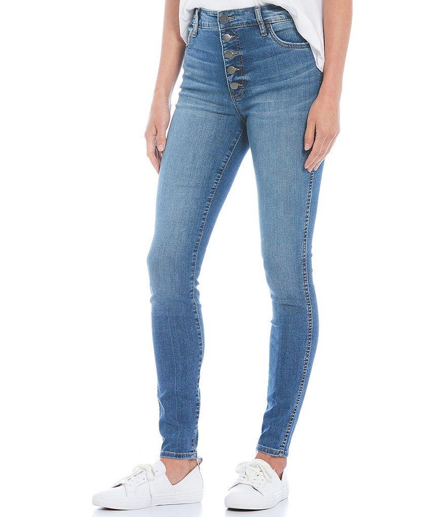 KUT from the Kloth Mia High Rise Fab Ab Fit Technique Exposed Button Fly Skinny Jeans Product Image