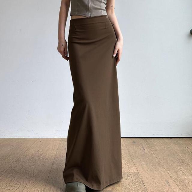 High Rise Plain Slit Maxi Pencil Skirt Product Image