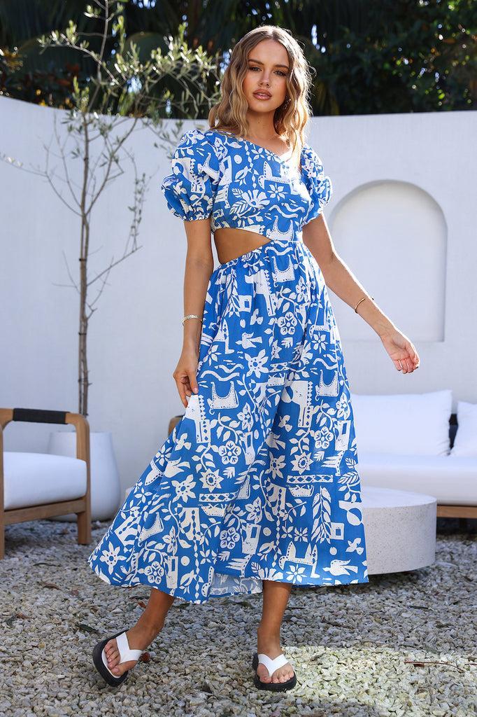 Art Gallery Maxi Dress Blue Product Image