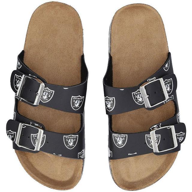 Womens FOCO Las Vegas Raiders Mini Print Double-Buckle Sandals Product Image