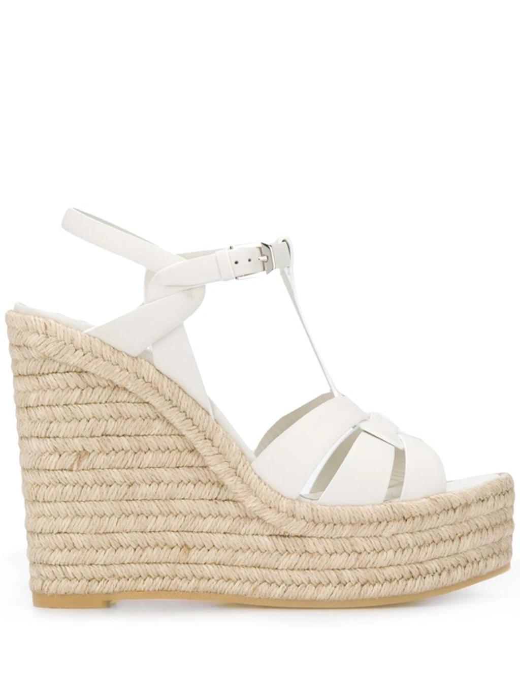 Tribute Matte Leather Platform Espadrille Sandal In Porcellana Product Image