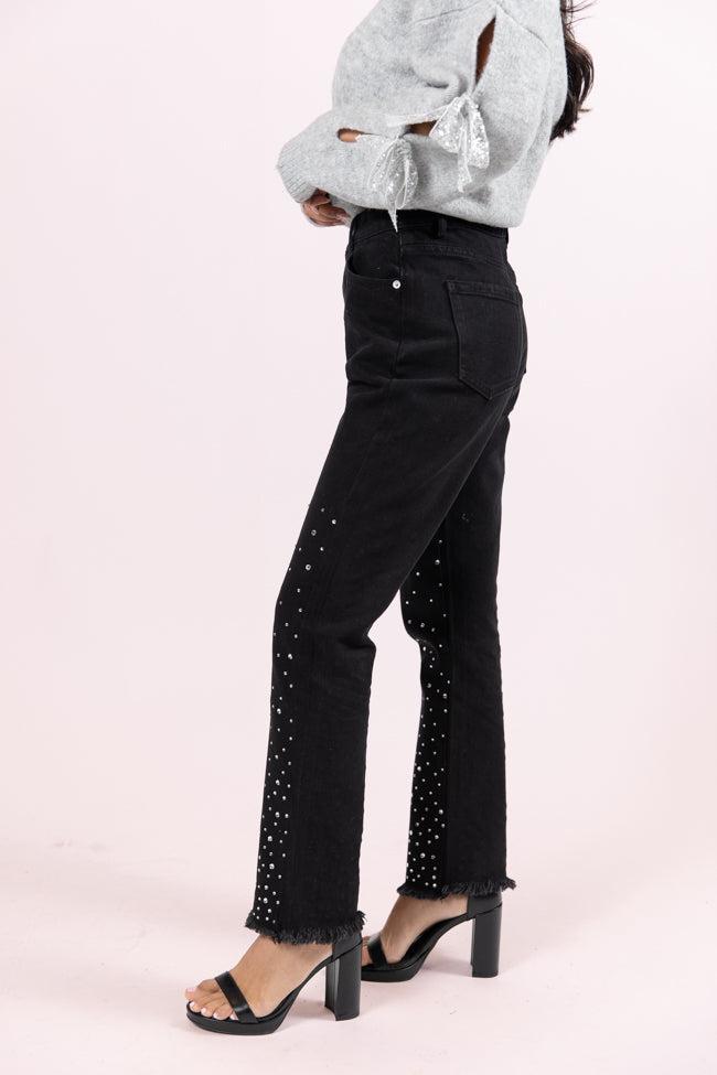 LaDonna Black Rhinestone Detail Jeans SALE Product Image