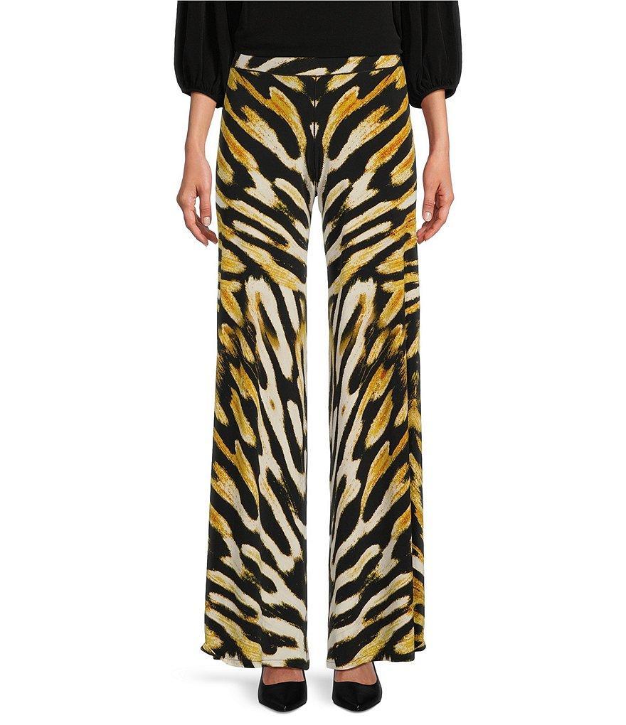 Eva Varro Abstract Animal Print Knit Jersey Wide-Leg Pull-On Pants product image