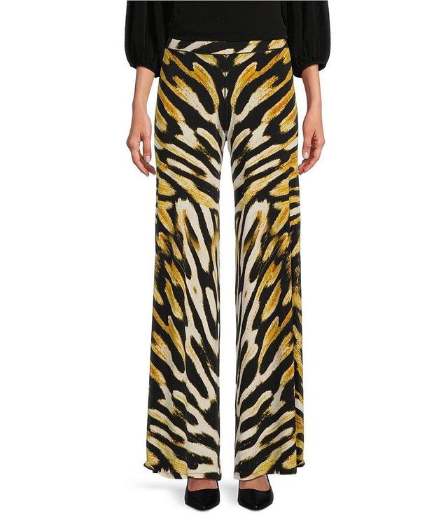 Eva Varro Abstract Animal Print Knit Jersey Wide-Leg Pull-On Pants Product Image