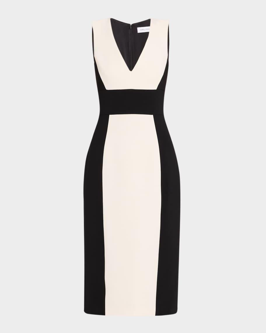 Colorblock V-Neck Sleeveless Midi Dress Product Image