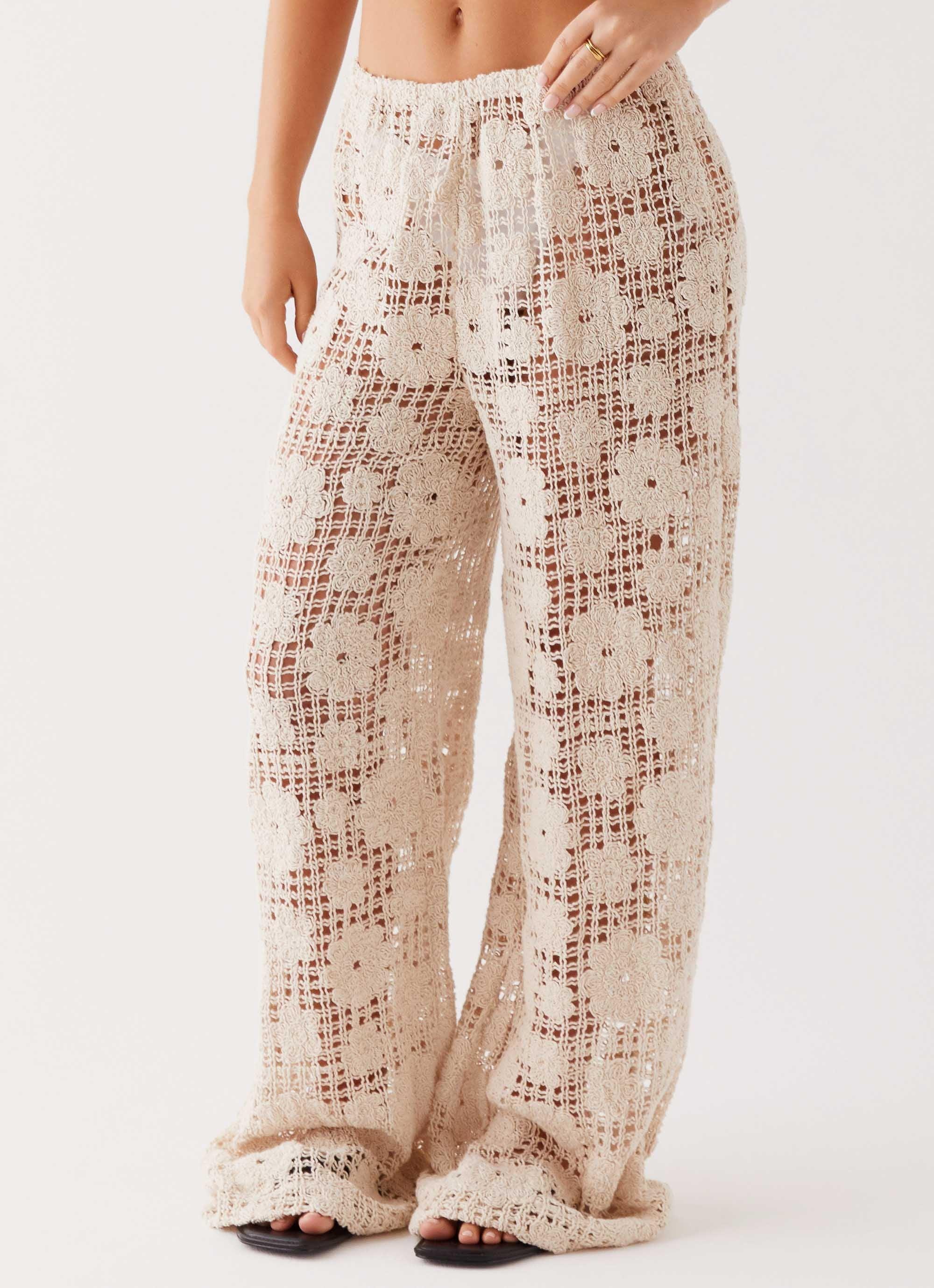 Shell Beach Crochet Pants - Ivory Product Image