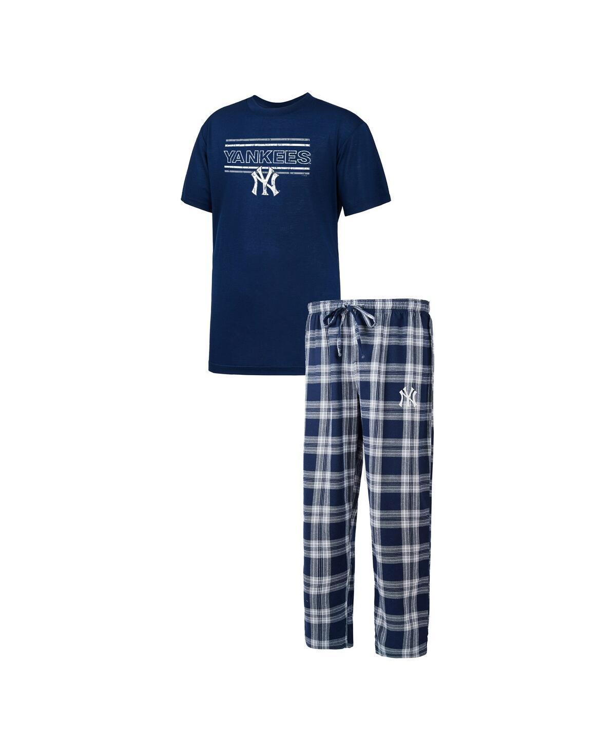 Mens Concepts Sport /Gray New York Yankees Badge T-Shirt & Pants Sleep Set Blue Product Image