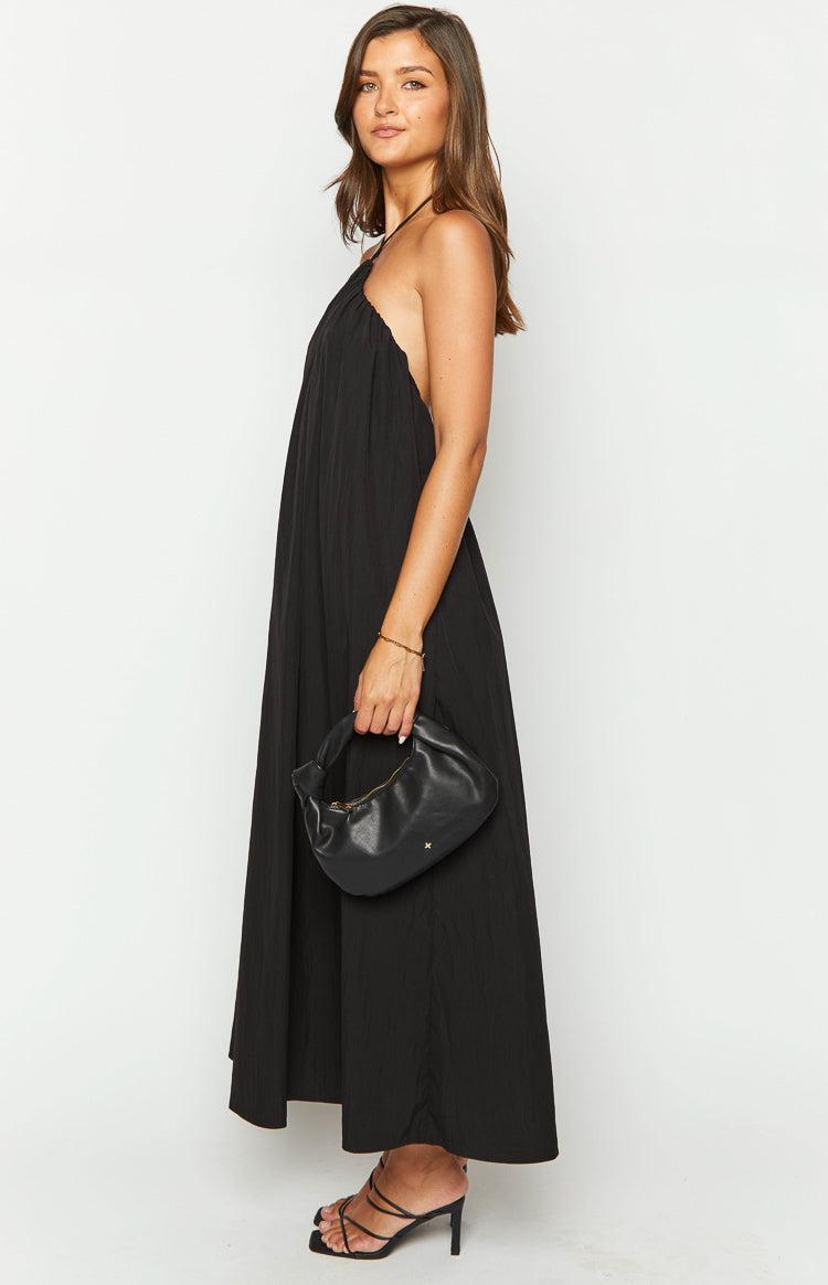 Ziggy Black Halter Neck Maxi Dress Product Image