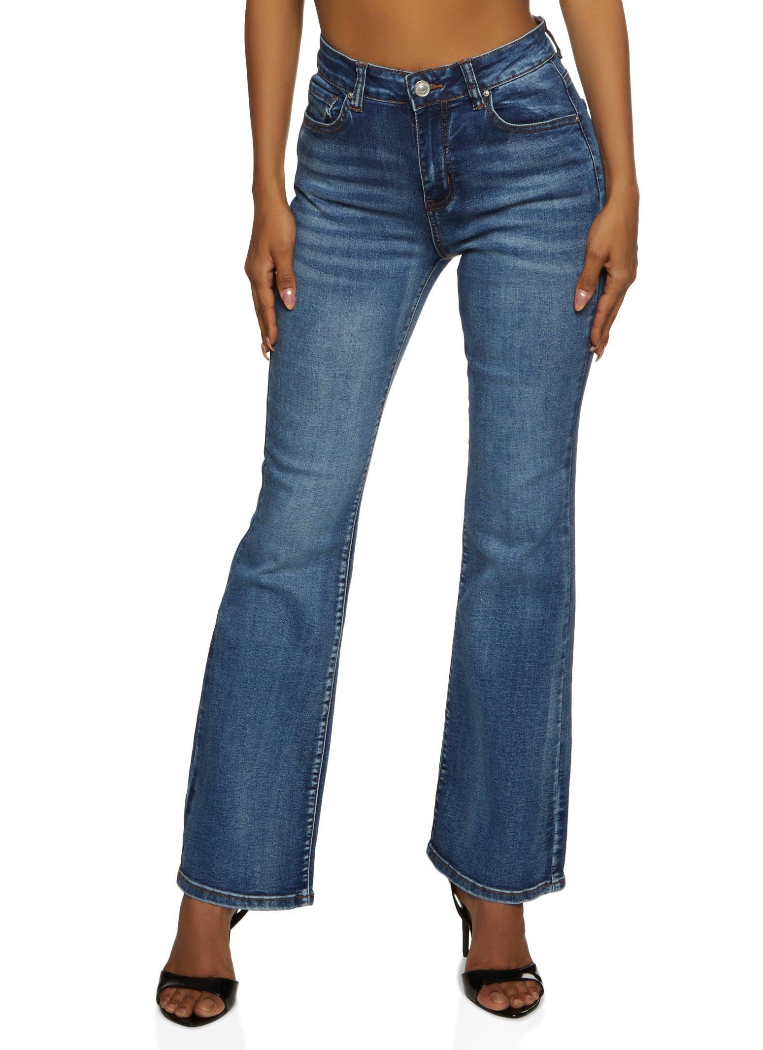 Womens WAX Acid Wash Boot Cut Jeans Product Image